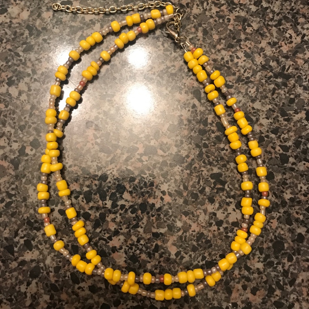 Yellow beaded choker